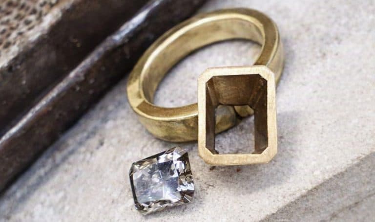 Hand Made Coloured Diamond Engagement Ring Yellow Gold