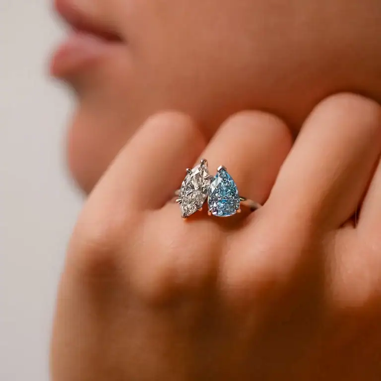 Blue Diamonds Toi Et Moi Engagement Ring